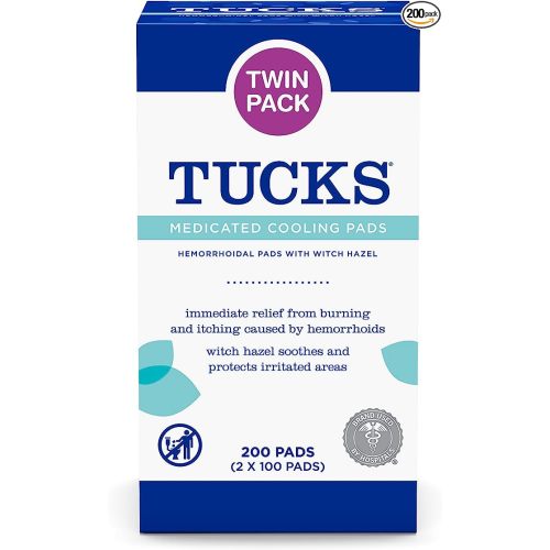 TUCKS Medicated Cooling Pads, 200 Count – Hemorrhoid Pads with Witch Hazel, Cleanses Sensitive Areas, Protects from Irritation, Hemorrhoid Treatment, Medicated Pads Used by Hospitals