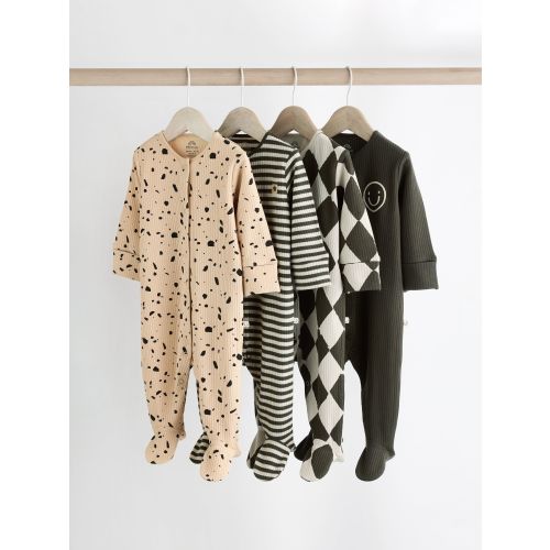 Black and Cream Baby Sleepsuits 4 Pack (0mths-2yrs)