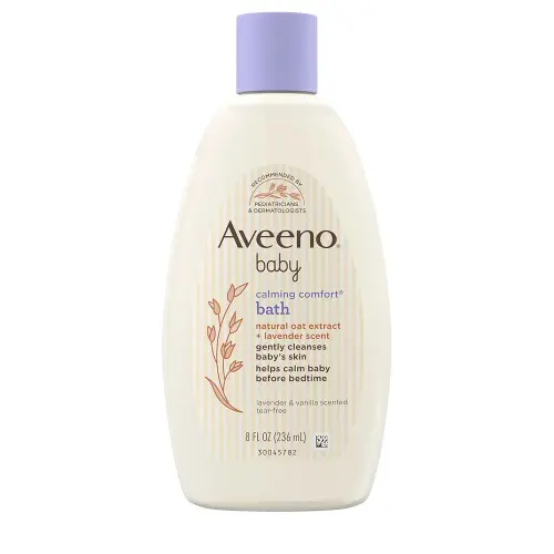 Aveeno Baby Calming Comfort Bath & Wash with Relaxing Lavender & Vanilla Scents & Natural Oat Extract, Hypoallergenic & Tear-Free Formula, Paraben-, Phthalate- & Soap-Free, 8 fl. Oz