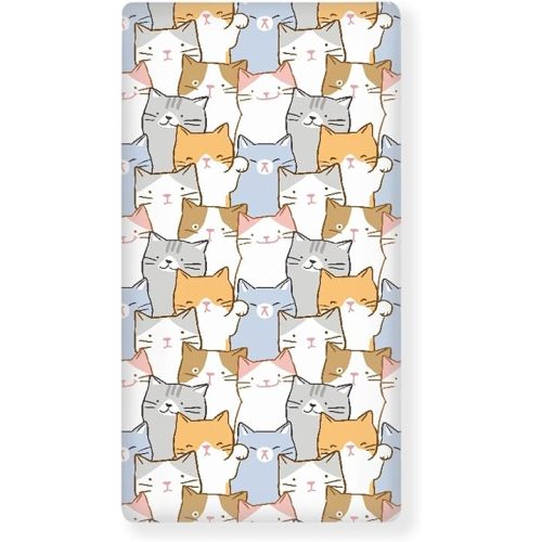 Cartoon Cat Fitted Crib Sheet for Boys Girls Colorful Animals Print Baby Sheet for Standard Crib and Toddler Cute Kittens Nursery Bed Mattress Sheets 28"x52"
