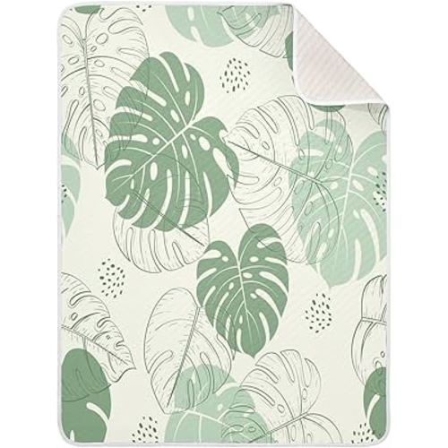Burbuja Monstera Leaves Baby Blanket for Boys Girls, Nursery Soft Warm Swaddling Receiving Baby Blankets, 30x40 in Toddler Blanket