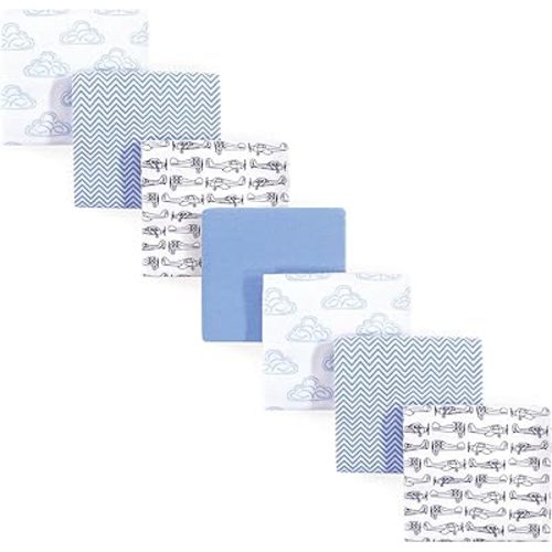 Hudson Baby Unisex Baby Cotton Flannel Receiving Blankets Bundle, Airplane, One Size