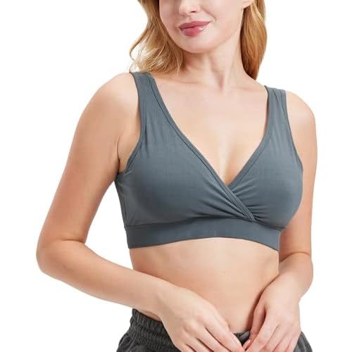 netdraw Women's Bamboo Viscose Nursing Sleep Bra, Ultra Soft Crossover Wire-Free Lounge Maternity Bralette