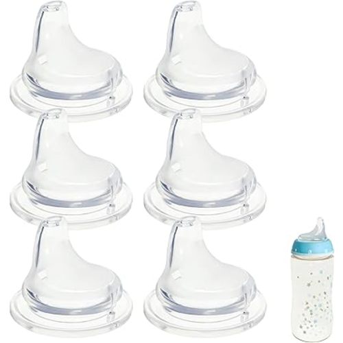 6 Pack Replacement Silicone Spout Compatible with NUK Active and Learner Cups, Clear Silicone Dishwasher Safe No Spill BPA Free Nipple Replacement Spouts