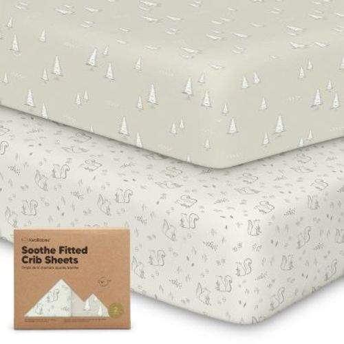 Keababies 2pk Soothe Fitted Crib Sheets Neutral, Organic Baby Crib Sheets, Fits Standard Nursery Baby Mattress (pine Grove)