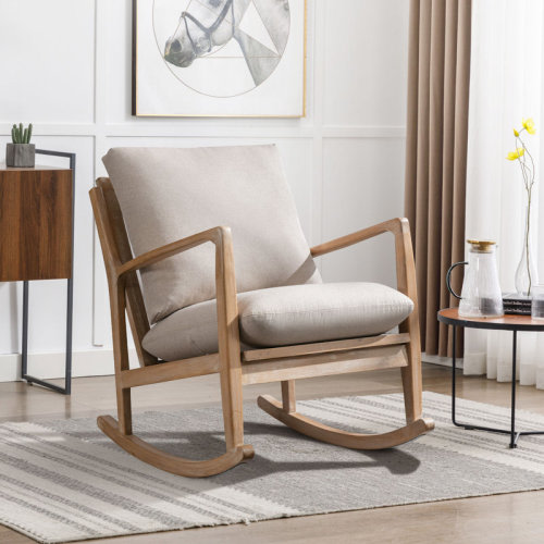 Hokku Designs Zoller 26'' Wide Modern Soft Arm Rocking Chair with Wooden Frame and Removable Cushion & Reviews | Wayfair