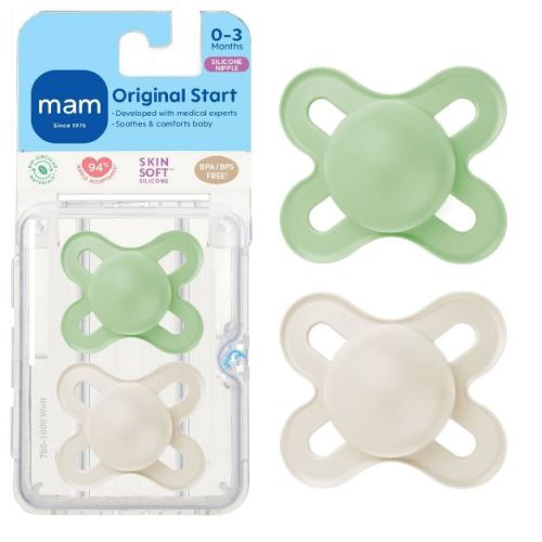 MAM Matte Start Pacifier - Unisex - 2pk: Silicone, BPA-Free, Phthalate-Free