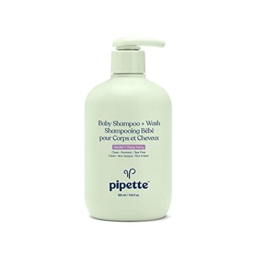 Pipette Baby Shampoo and Body Wash - Vanilla + Ylang Ylang, Tear-Free Bath Time, Hypoallergenic, Moisturizing Plant-Derived Squalane, Non-Toxic, Sulfate Free, 11.8 fl oz