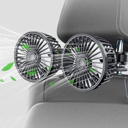 Qidoe Car Fan for Back Seat, USB Powered Portable Fan for Car 360° Rotation Cooling Fans 3 Speeds, 5V Air Circulation Vehicle Fans Adjustable Clip for Vehicles SUV RV