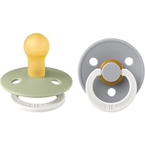 BIBS Pacifiers Colour Collection | Natural Rubber Baby Pacifier | Set of 2 BPA-Free Soothers | Made in Denmark | 0+ Months (Pack of 2) | Cloud Night