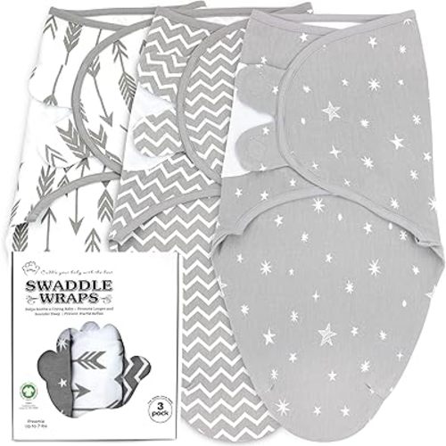 Bublo Baby Organic Preemie Swaddles 4-7 lbs - 3-Pack Premature Babies Swaddle Sleep Sack - Premature Infant Sleeping Sack - Easy Adjustable Baby Swaddle Blanket Wrap (Galaxy)