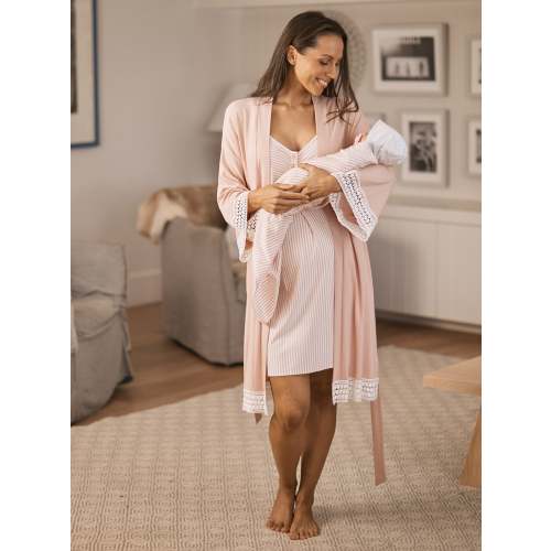 Hospital Pack: Maternity Nightie + Robe + Free Baby Wrap - Pink