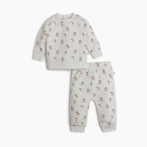 Tiny Kind 2 Piece Printed French Terry Set - Cherries, 3-6 M
