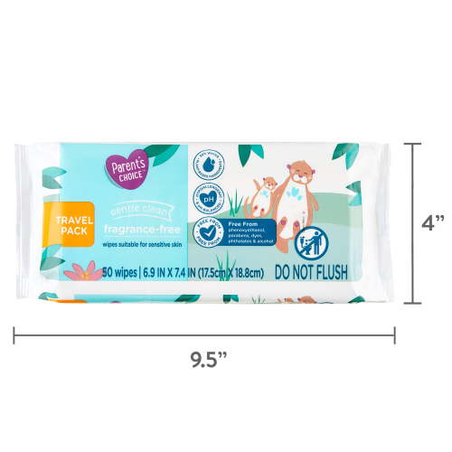 Parent's Choice Fragrance Free Baby Wipes, Travel-Pack, 50 Count HSA/FSA Eligible