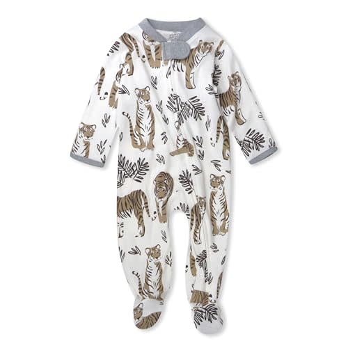 HonestBaby Sleep & Play Footed One-Piece Pajama Sleeper 100% Organic Cotton, Baby Boys