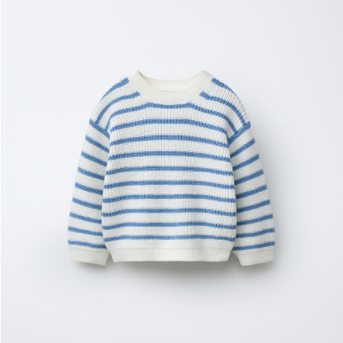 STRIPED KNIT SWEATER - Ecru / Blue | ZARA United States