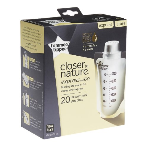 Tommee Tippee Express and Go Breast Milk Pouches, 20-pack