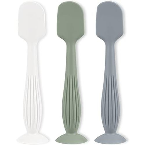 3 Pieces Diaper Cream Applicator Set - Soft Silicone Baby Butt Brush with Suction Base, Baby Butt Spatula, Full Size - Newborn Baby Essentials (Color 5)