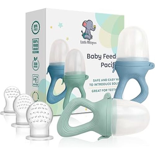 LittleWhispers Baby Fruit & Food Feeder Pacifier - Pacifier Feeders for Fresh Fruit or Frozen Breastmilk - Infant Teething Relief - Set of 2
