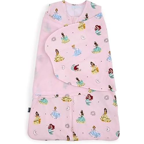 HALO Disney Baby 100% Cotton Sleepsack Swaddle, 3-Way Adjustable Wearable Blanket, TOG 1.5, Disney Princess, Newborn, 0-3 Months