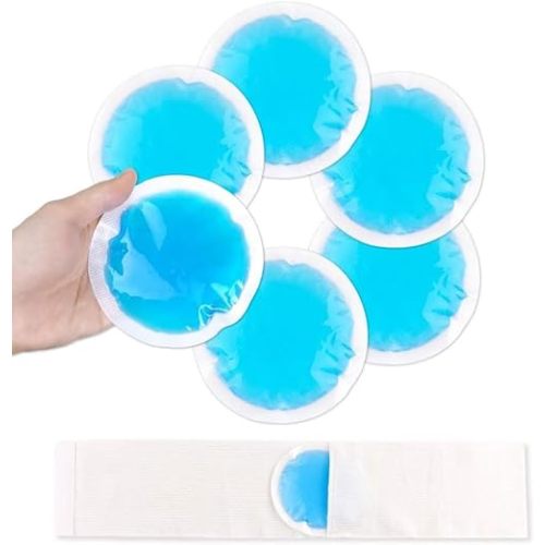 NEWGO Small Ice Packs for Injuries, 6 Pack Round Ice Packs for Face, FSA Eligible, Hot Cold Pack Circular Cold Compress with Cloth Backing & Sleeve for Pain Relief, Toothaches