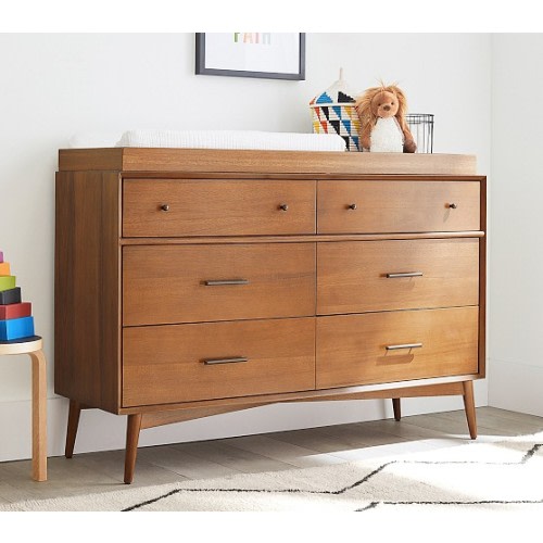 west elm x pbk Mid-Century 6-Drawer Changing Table | Pottery Barn Kids