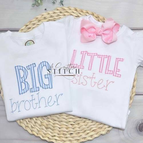 Big Brother Little Sister Shirts | Seersucker Appliqué | Baby Announcement | Siblings | Appliqué | Monogram