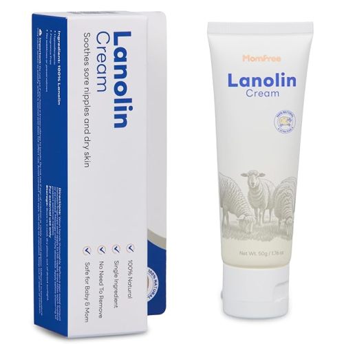Natural Lanolin Nipple Cream: Soothing Nipples Cream Single Ingredient | Soothes Cracked & Sore Nipples | No Need to Remove Safe for Baby & Mom - 50g/1.76oz