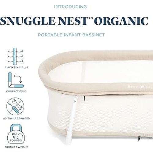 Baby Delight Snuggle Nest Bassinet, Travel Portable Baby Bed, for Infants 0 – 5 Months, Organic Oat