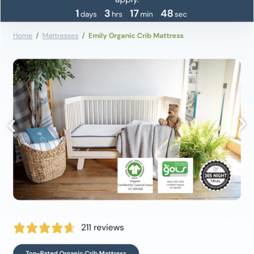 Organic Crib Mattress | Emily Crib Mattress from My Green Mattress