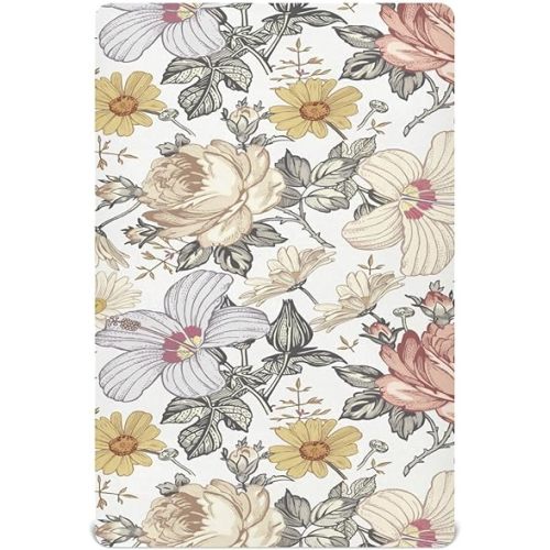 Vintage Daisy Floral Crib Sheets for Baby Boys Girls 28x52 Inch