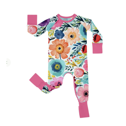 Secret Garden Bamboo Crescent Zippered Romper