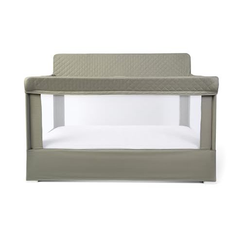 Baby Delight Lunaire Full Size Crib & Playard | Breathable Mesh Baby Crib | Tool-Free Assembly Baby Bed | 100% GOTS Certified Organic Cotton Fabric | Organic Sage