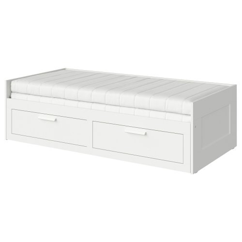 BRIMNES Daybed with 2 drawers/2 mattresses - white/Åsvang medium firm Twin