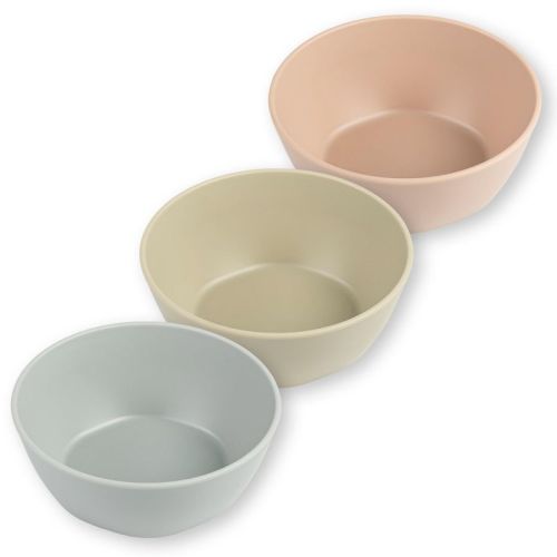 Tiny Twinkle Tableware 3-Pack Bowl Set, BPA-Free Cups, Plates and Bowls for Kids/Toddlers (Grey, Olive, Tan)