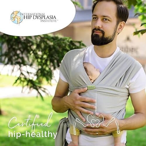 Boba Baby Wrap Carrier – Original Baby Sling Carrier for Newborns (7–35 lbs), Soft, Secure, Hands-Free & Ergonomic, Ideal for Comfortable Bonding, New Parents (Serenity Light Grey)