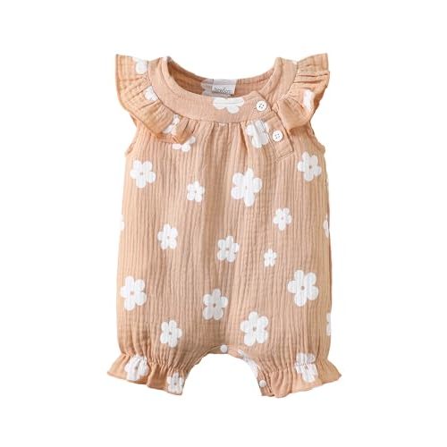 Newborn Baby Girl Clothes Romper Summer Outfits Infant Floral Short Sleeve Romper Jumpsuit Bodysuit