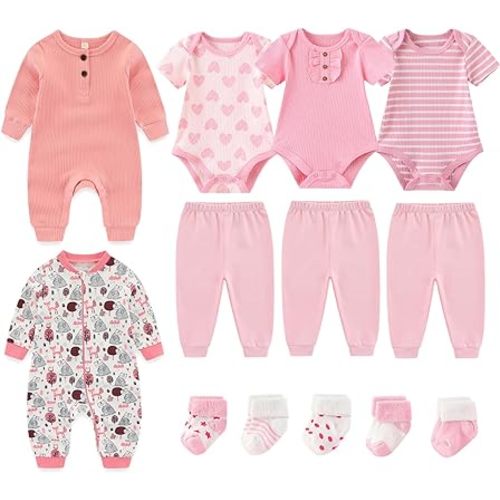 Baby Bodysuit and Pant Sets Ribbed Romper Soft Newborn Boy Girl Clothes Outfits Layette Gift Set