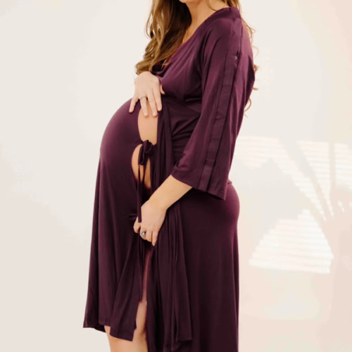 Amelia Labor & Postpartum Gown in Plum – Lila