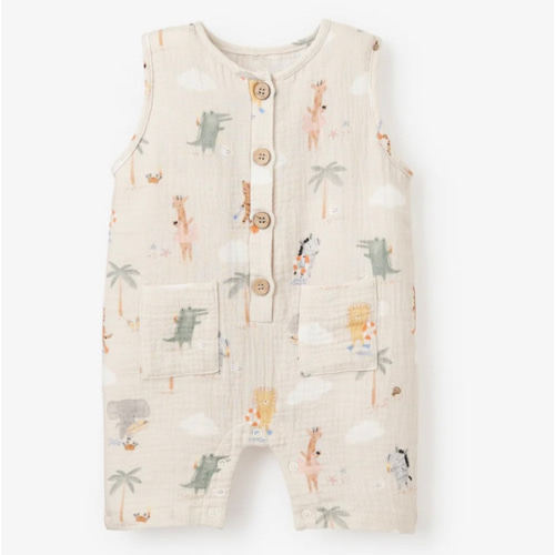 Seaside Safari Organic Muslin Shortall – Elegant Baby