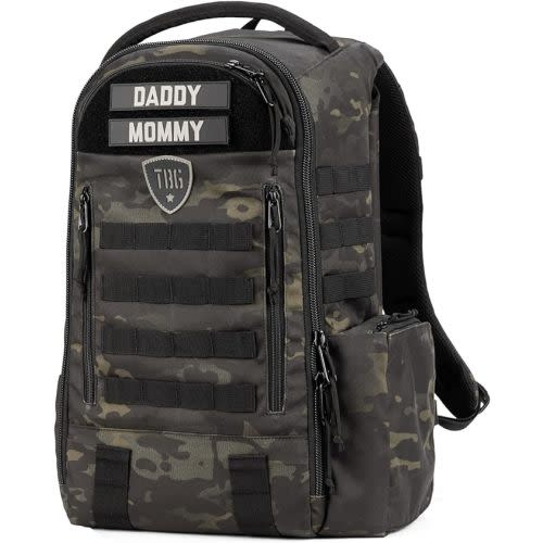 TBG - Mens Tactical Diaper Bag Backpack w/Built-in Changing Mat, Stroller Strap (Multicam Black 4th Gen)