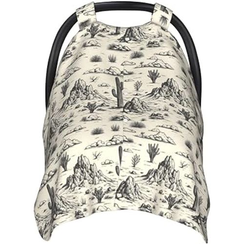 Infant Car Seat Cover Baby Carseat - Soft Western Cactus Landscape Print Breastfeeding Nursing Cover, Breathable Comfy Baby Essentials Stroller Blanket Car Seat Canopy Accessories for Babies