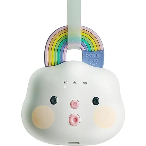 Smily Mia Portable White Noise Sound Machine for Baby|Toddlers|Kids, Baby Shushe|Sleep Soother with Night Light, Baby Essentials|Must Have for Baby Registry|Travel, Rainbow Cloud in Gift Box