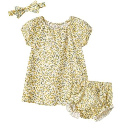 pureborn Baby Toddler Girl Dress with Bloomer Short and Long Sleeve Playwear Dress with Diaper Cover