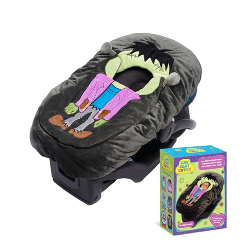 Car Seat Cuties, Baby Carrier Seat Cover, Infant Car Seat Cover for Baby Boys and Girls, Baby Shower Gift, Soft Baby Carrier Blanket Car Seat Cover, Infant Halloween Costume (Frankenstein)