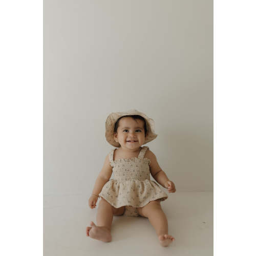 Sleeveless Muslin Romper & Hat | Flora