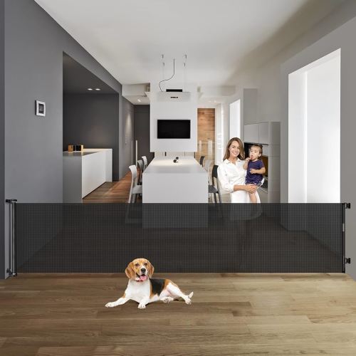 Mom's Choice Awards Winner - 122 Inch Extra Wide Baby Gate for Large Openings Retractable Baby Gates for Doorways Extra Long Dog Gate Pet Gates for Dogs Indoor Outdoor Retractable Dog Gate for Stairs