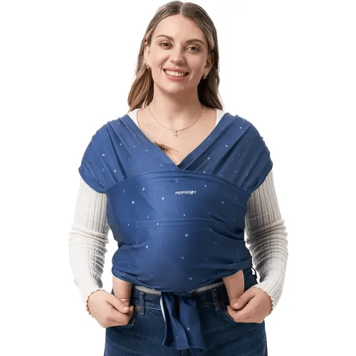 Momcozy Baby Wrap Carrier, Ergonomic Infant Slings for Newborn to Toddler 8-35 lbs, Adjustable Baby Wrap for Adult Fits Sizes XXS-XXL, Easy to Wear Baby Carriers, Starry Sky