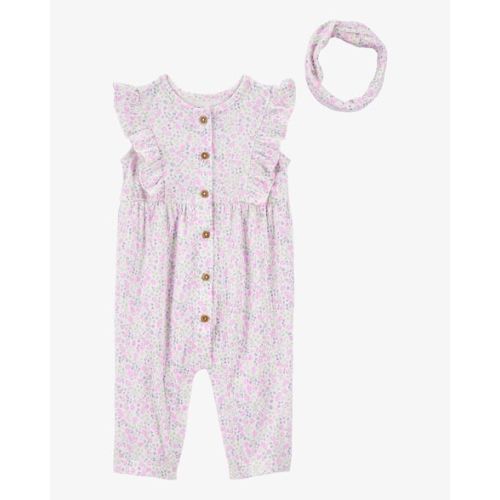 Baby 2-Piece Floral Jumpsuit & Headwrap - Purple - Carter's | Carter's