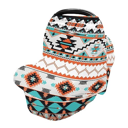 Nursing Cover Breastfeeding Scarf Aztec Design Baby Car Seat Covers Soft Breathable Infant Carseat Canopy Stroller Cover for Boys Girls